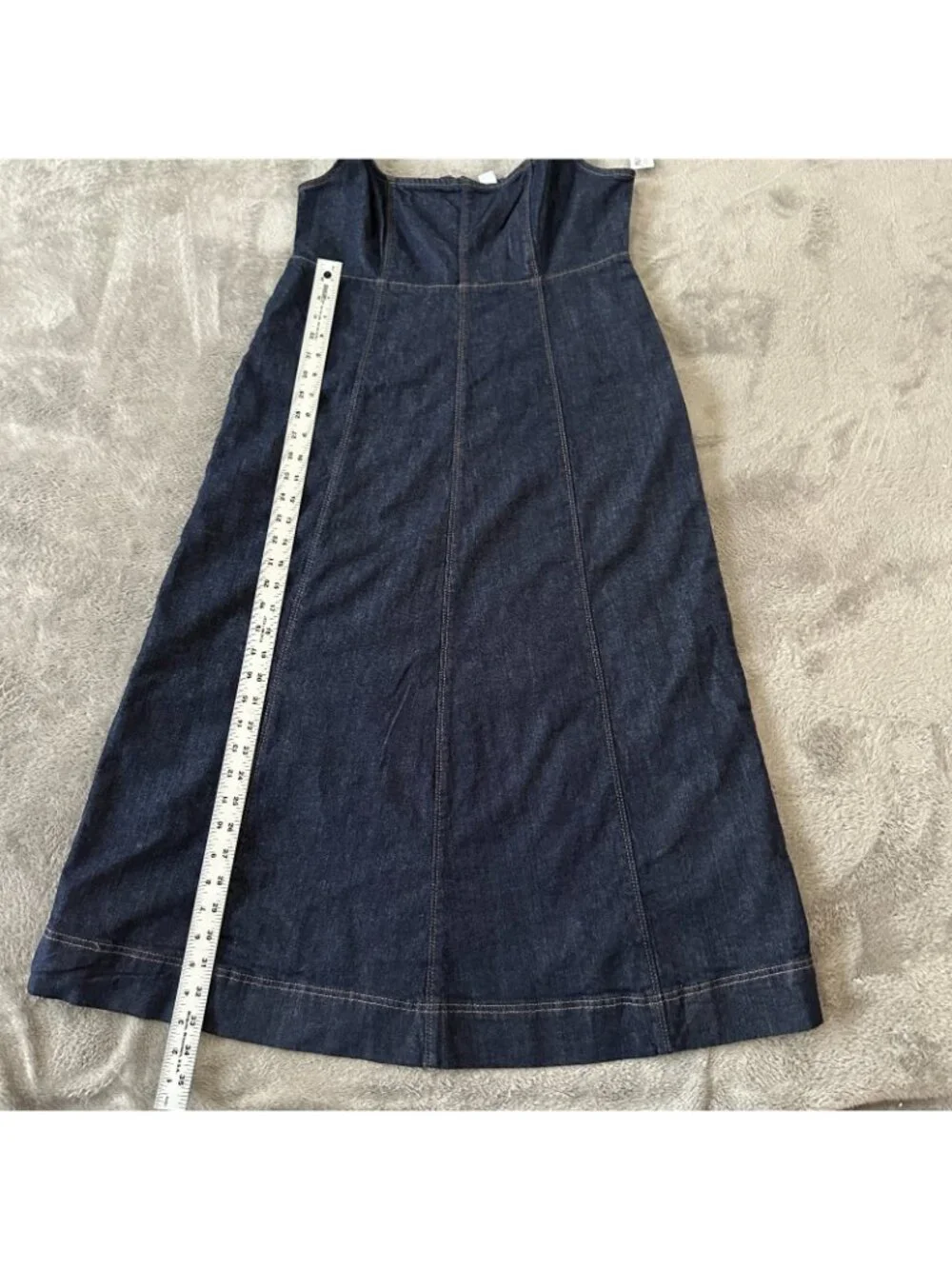 NWT Old Navy Denim Jumper Sleeveless Midi Dress Women's MEDIUM Dark Wash - Picture 3 of 6